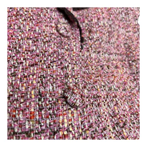 Vintage Neiman Marcus Wool Blend Tweed Blazer 10 Pink Jacket Career - Picture 10 of 16
